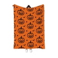 thumbnail image 2 of Halloween Orange Throw Blanket 59x51 Inch with Black Pumpkin Bat Pattern,Ultra Soft Non-Shedding Lightweight Flannel for Sofa, Living Room Holiday Party Decor, 2 of 5