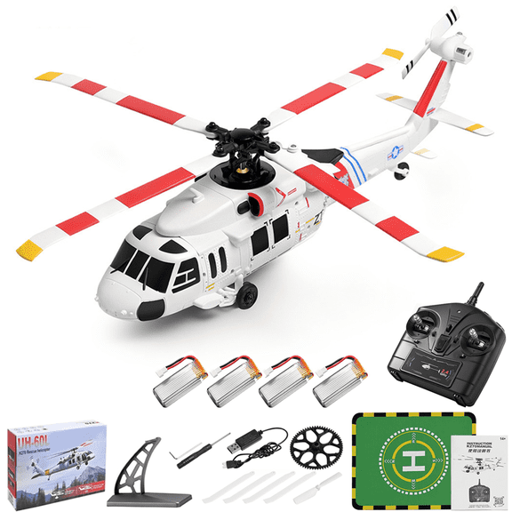 K270 UH-60L BlackHawk RC Helicopter for Adults, 2.4G 4CH 6-Axis Gyro Brushless Military RC Helicopter Model with 4-Paddle Aileronless, Altitude Hold, Optical Flow Positioning, One-Key Takeoff Landing