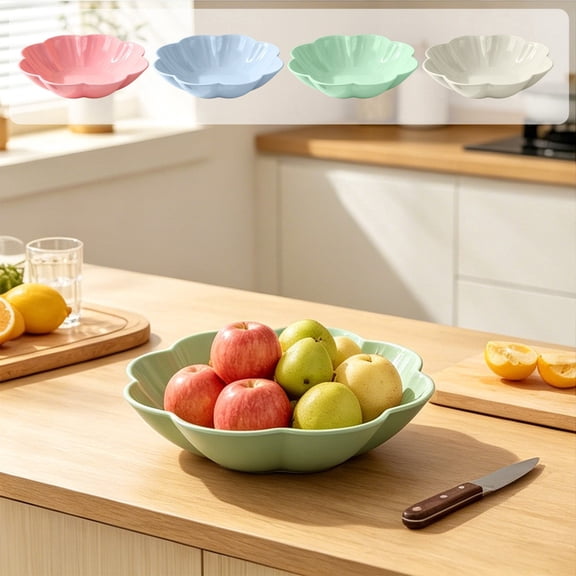 Flower Shaped Plastic Serving Bowl, Multi Use Fruit Candy Snack Tray, Cute Dessert Display for Home Office Coffee Table, Party Serving Platter, Pink