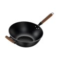 thumbnail image 4 of Wok de hierro para estufas de gas de inducción eléctricas Fácil de limpiar Resistente al óxido Antiadherente Diámetro de 30 cm, 4 of 9