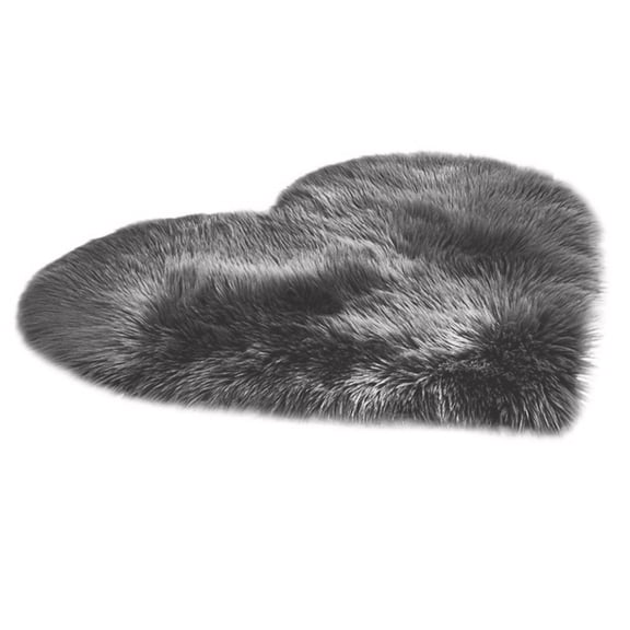 Fluffy Heart Shaped Rug,Faux Fur Sheepskin Small Rug for Bedroom Decor, Fuzzy Area Rug for Home Living Room Sofa, Soft Plush Floor Mat Carpet, 12"x9", Black