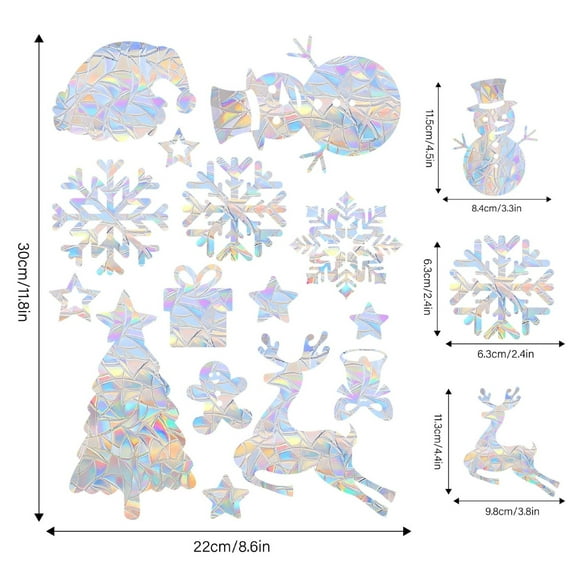 Birdeem Christmas Clings Large Size Christmas Stickers Christmas Decorations Christmas Decor for Glass Double-Sided Window Clings with Snowman