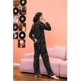 thumbnail image 3 of ebukurty Women's Pajama Sets 2 Piece Black V-neck Soft Long Sleeve Sleepwear, Sizes M-XL, 3 of 6