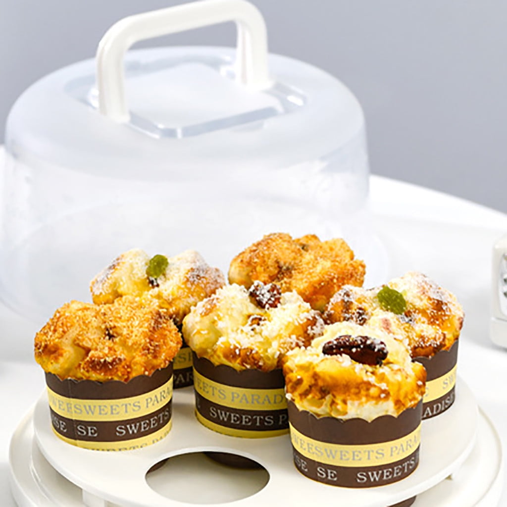 Werulen 2Pcs Portable Transparent Cake Carrier Box, Airtight Sealed Lid Anti-Odor Fresh Food Storage, Bento Snack Container for Picnic Party Travel, Reusable Plastic Dessert Keeper
