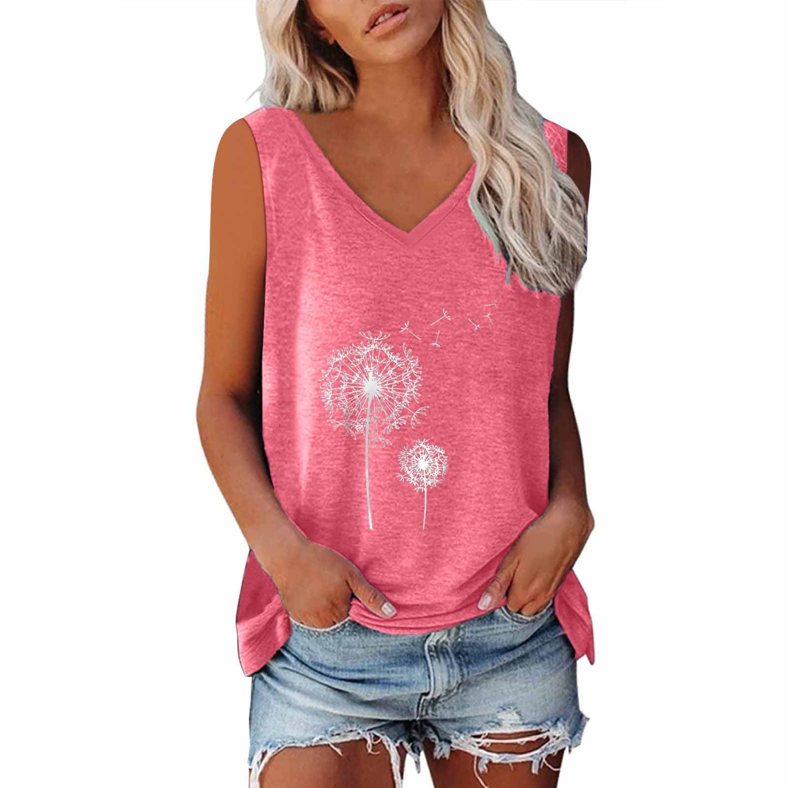 Tank Top for Women Womens Printed Sleeveless Casual V-Neck Tank