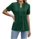 thumbnail image 1 of V Cuello Manga Corta Tops para las Mujeres Primavera Verano Moda Color Sólido Camiseta, Imitación Algodón, 1 of 6
