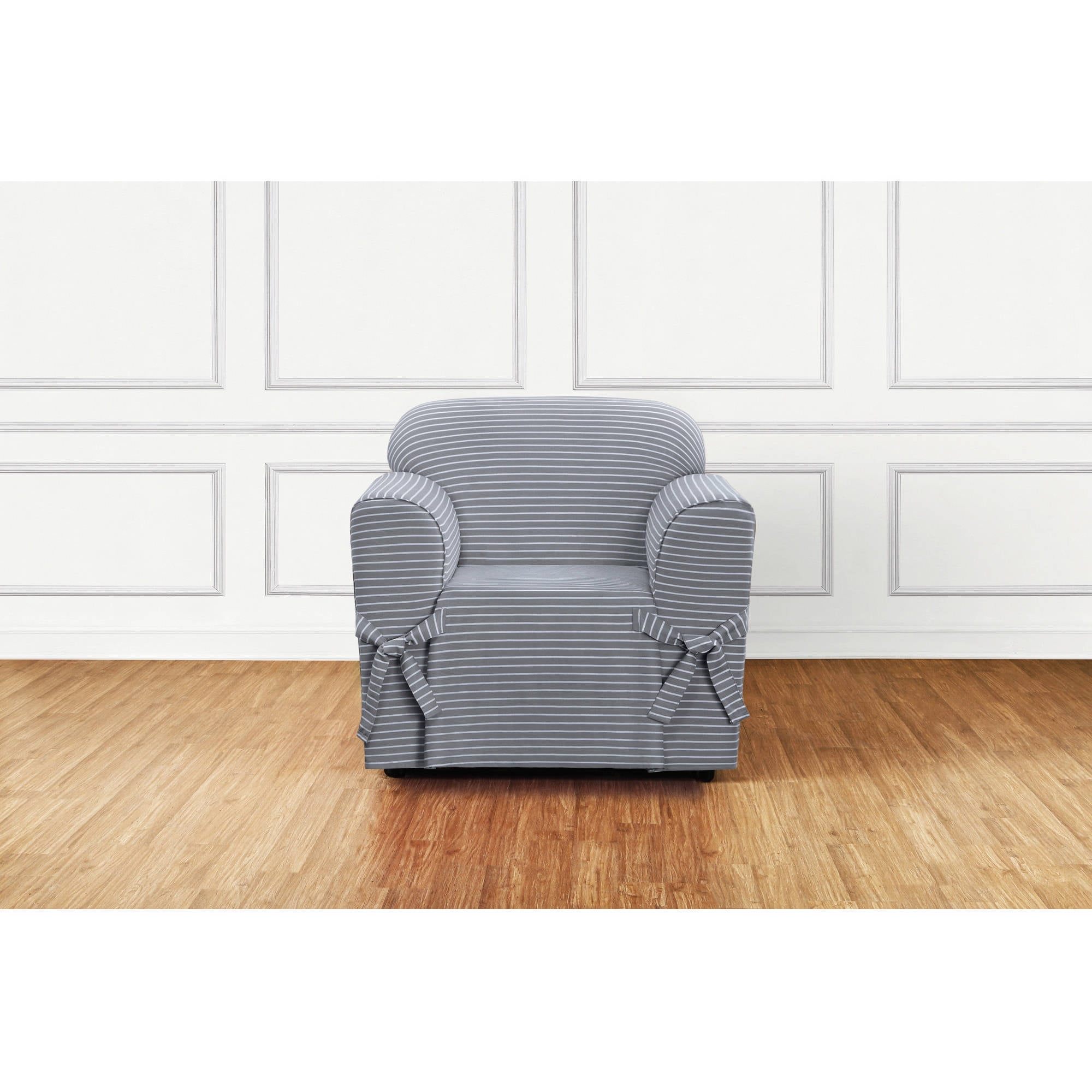 Sure Fit Horizontal Club Stretch 1-Piece Chair Slipcover ...