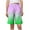 Purple, variant on Simua Women's Knee Length Shorts Graident Printed Casual Elastic Waist Drawstring Pockets Bermuda Shorts for Women