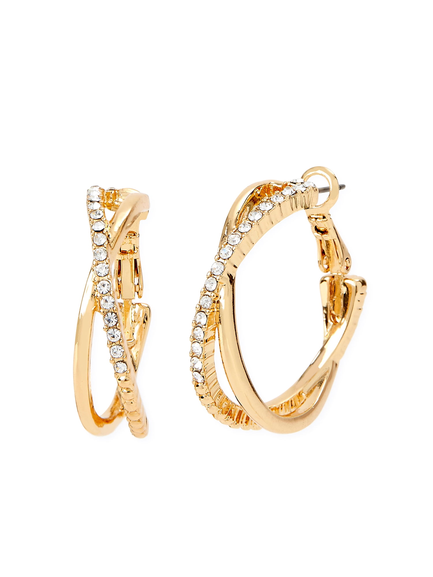 Sofia Jewelry by Sofia Vergara Women's Gold-Tone Pavé Hoop Earrings