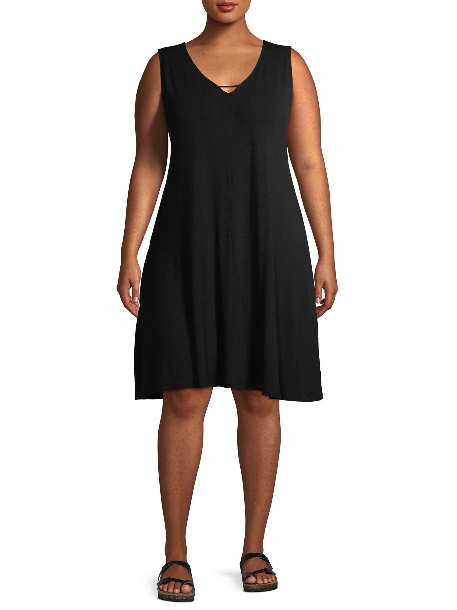 Terra & Sky Women's Plus Size Everyday Sleeveless Swing Dress - Walmart.com