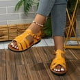 thumbnail image 6 of Hoshose New Summer Retro Women Sandals Solid Color Belt Buckle Open Toe Hollow out Non Slip Casual Beach Sandals, 6 of 8