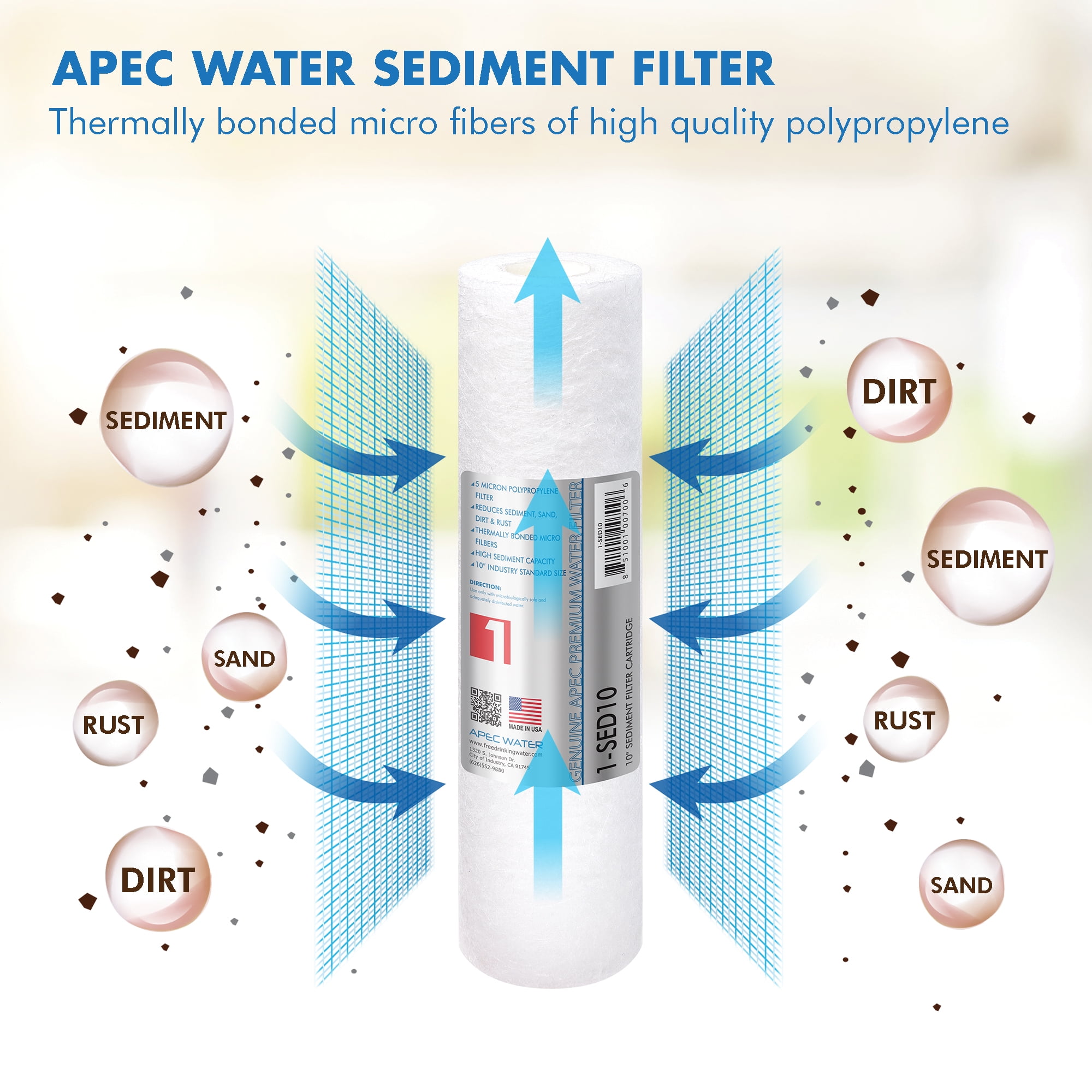 APEC Filter Set, Double Capacity Replacement Pre-Filter Set For Reverse Osmosis Water Filter System Stage 1,2,3
