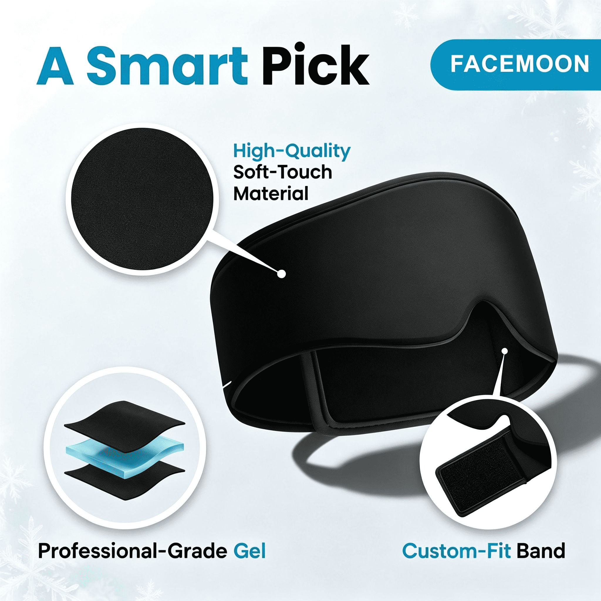 FACEMOON Comfort Cooling Eye Mask Weighted Design for Dark Circles Puffy Eyes Sleep Relaxation