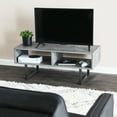 thumbnail image 3 of Household Essentials Jamestown TV Stand Coffee Table with Rectangular Storage Compartments Rustic Slate Concrete and Black Metal, 3 of 7