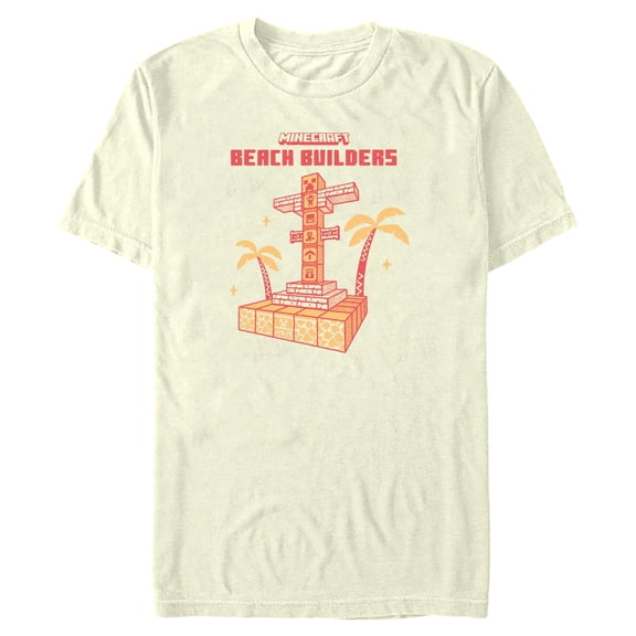 Mens Minecraft Beach Builders Tower T Shirt