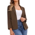thumbnail image 2 of INSPIRE CHIC Long Sleeve Blazer for Women's Notched Lapel Vintage Work Office Suit Jackets with Pocket XS Brown, 2 of 6