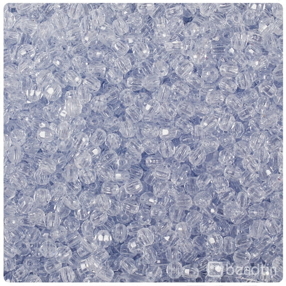 BeadTin Ice Blue Transparent 4mm Faceted Round Craft Beads (1350pcs)
