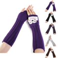 thumbnail image 2 of Femmes Bras Couvre Élastique Protection Pouce Trou Bras Chauffe Hiver Bras Manches, 2 of 10