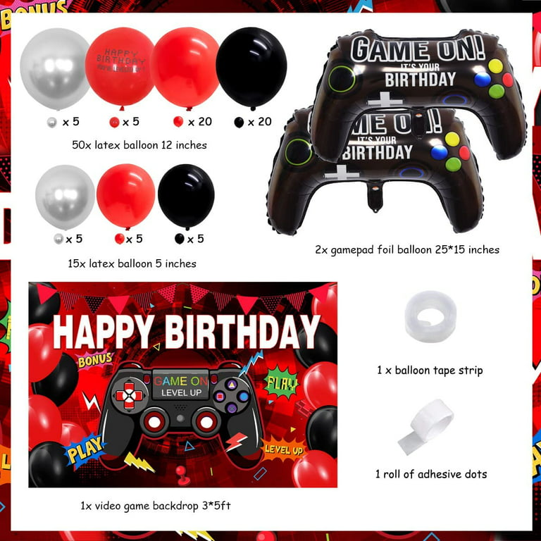 Video Game 9th Birthday Party Decoration for Boys Game on Gaming Theme  Party Supplies Game Controller Level Up 9 Foil Balloon with Happy Birthday  Banner Cake Topper 