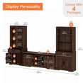 thumbnail image 2 of WAMPAT Farmhouse Entertainment Center with Bookshelf for TVs up to 75",Mid Century Modern TV Stand with 73"H Tall 5-Tier Bookcase with Open Storage and Barn Doors for Living Room,Bedroom,Rustic Brown, 2 of 8