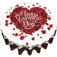 thumbnail image 3 of Valentine''s Day Tablecloth 60 Inch Round Red Rose Flower Buffalo Plaid Tablecloths Love Heart Table Cover Washable Tablecloth for Party Holiday Kitchen Dining Room Indoor Outdoor Decor, 3 of 8