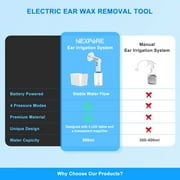 NEXPURE Ear Wax Removal, Ear Cleaning Kit,4 Cleaning Modes, One-Touch Start Water Spray,5 Ear Tips & Ear Basin