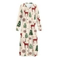 thumbnail image 5 of Tutolipy Christmas Tree Printed Nightgowns for Women Elk Snowflake Printed Sleepwear V Neck Loungewear Full Length House Dress, 3XL, 5 of 7