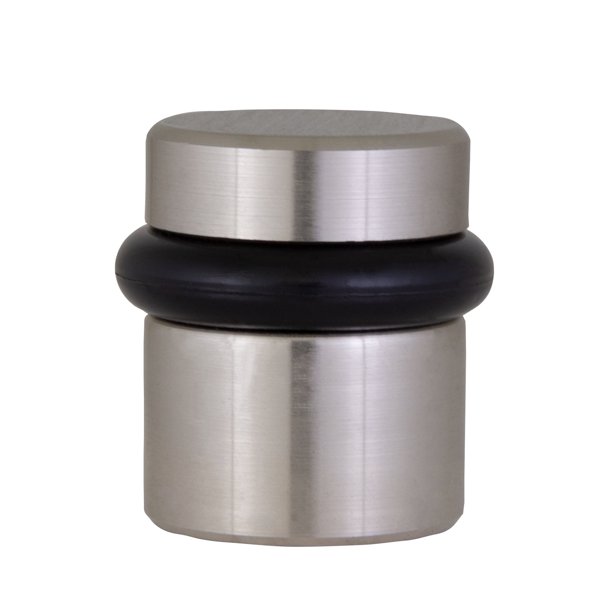 Design House 2-Pack Modern Cylindrical Floor Mounted Door Stops with Rubber Bumper, Satin Nickel