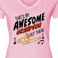 thumbnail image 4 of Inktastic That's My Awesome Grandson Out There with Trombone Women's V-Neck T-Shirt, 4 of 5