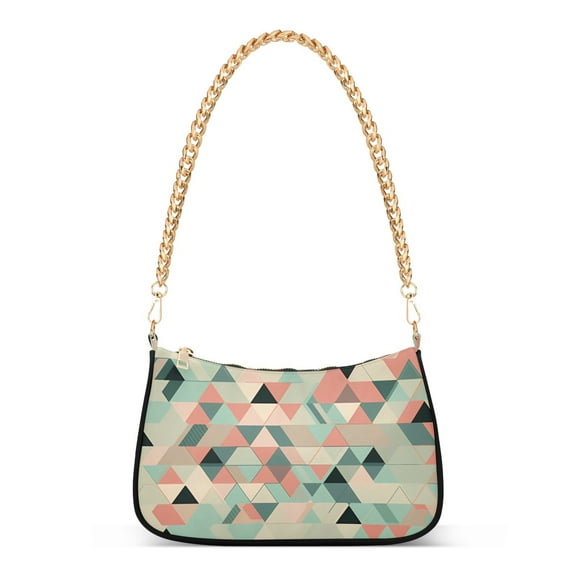 Womens Chain Shoulder Bag Abstract Print Classic Tote Handbags Fashion Clutch Hobo Purse with Zipper for Travel Casual