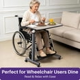 thumbnail image 4 of KEKOY Overbed Table with Wheels, One-Touch Height Adjustable Rolling Hospital Bedside Table, Stable Bed Tray for Eating, Reading, Elderly Home Care and Hospital Use, 4 of 9