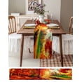 thumbnail image 3 of Ldtrchee Fall Thanksgiving Table Runner 72 Inches, Red Orange Sunrise Forest Autumn Bed Runner Dresser Scarves Tabletop for Indoor Outdoor Parties/Ceremony/Banquet, 16" x 72", 3 of 8