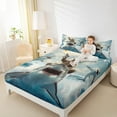 thumbnail image 4 of Feelyou Bear Riding Shark Full Size Sheets for Kids, Kawaii Cartoon Animal Bed Sheets, Cute Sealife Sheet Sets, Super Cozy Room Decor, 4 Pieces, 4 of 7