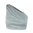 thumbnail image 3 of Timegard Tank Top for Women Solid Color 1 Shoulder Cropped Comfy Fitting Slim Ruched Casual Tee Top, 3 of 3