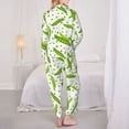 thumbnail image 3 of Pajama Sets for Women 2 Pcs, green Peas Button Down Long Sleeve Sleepwear Lounge PJ Sets, 3 of 6