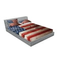 thumbnail image 2 of Ambesonne Retro Fitted Sheet & Pillow Sham Set, Independence Day Wall, Full, Red Blue Tan, 2 of 2