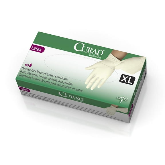 CURAD Powder-Free Textured Latex Exam Gloves,Beige,X-Large