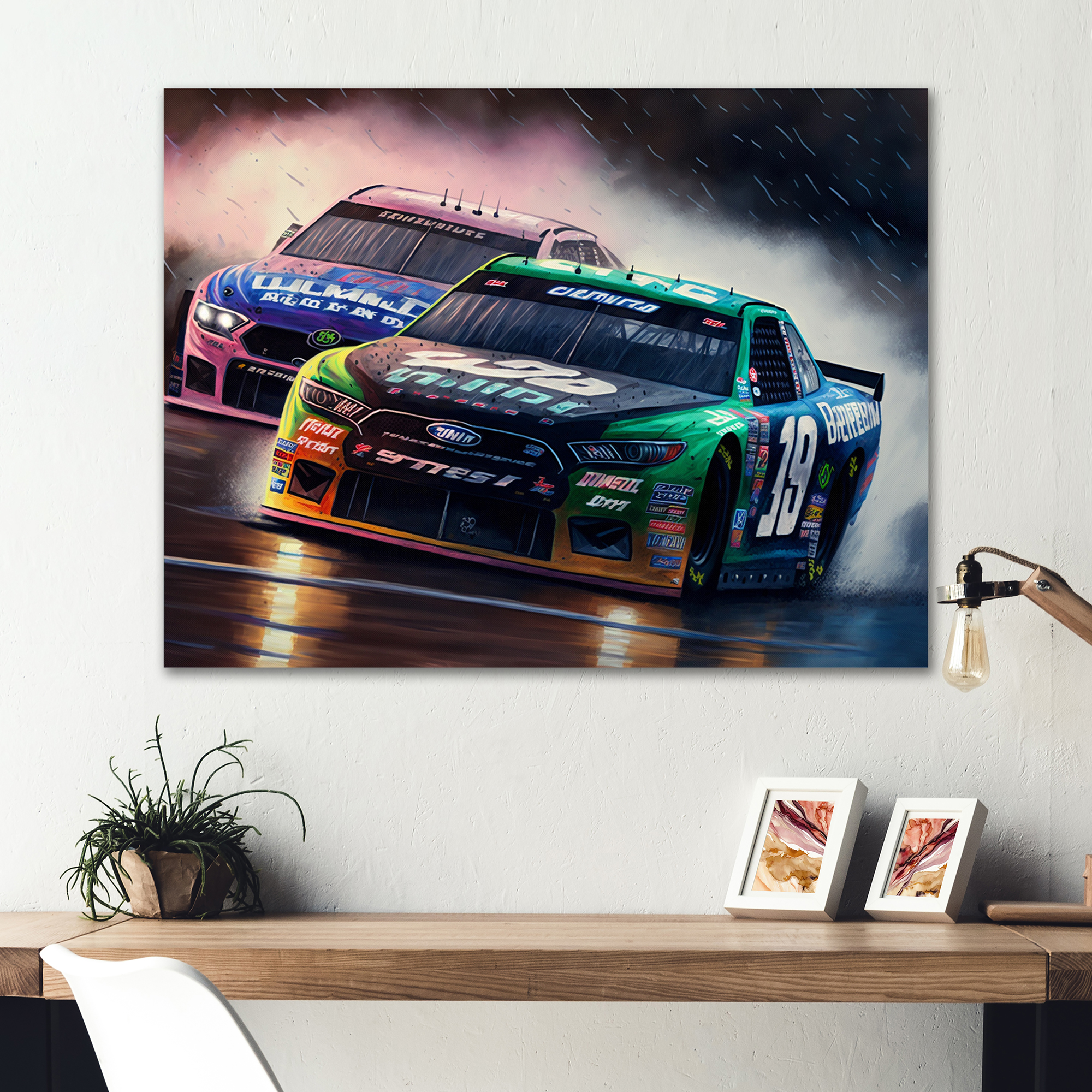 Designart Daytona Stock Car Racing Last Lap IV Canvas Wall Art