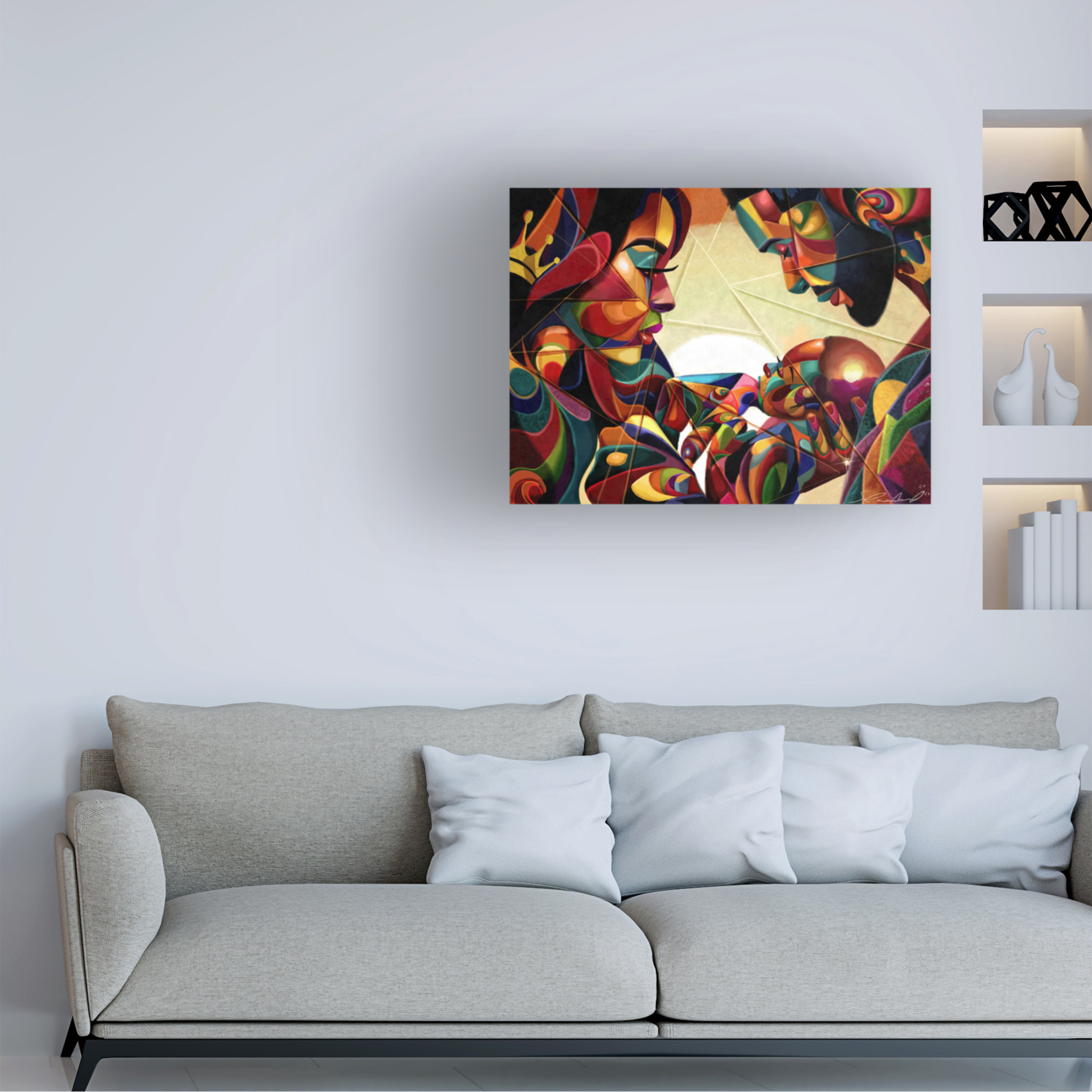 Canvas Wall Art - Salaam Muhammad 'Family Hues' Wall Art for Living Room, Bedroom, or Office Décor by Trademark Fine Art - 47 x 35 Inches