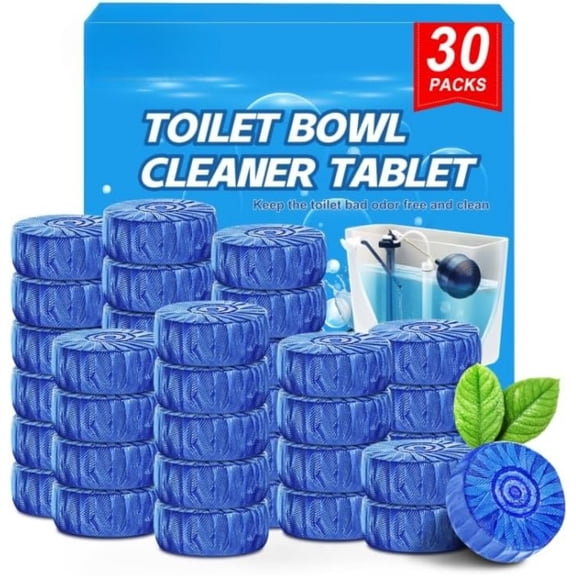 Toilet Bowl Cleaner Tablets Blue Toilet Tank Cleaners, Septic-Safe Hard Water Stain Remove, Bathroom Automatic Toilet Cleaning & Deodorizer, Fresh Scent - 1 Count (Pack of 30)