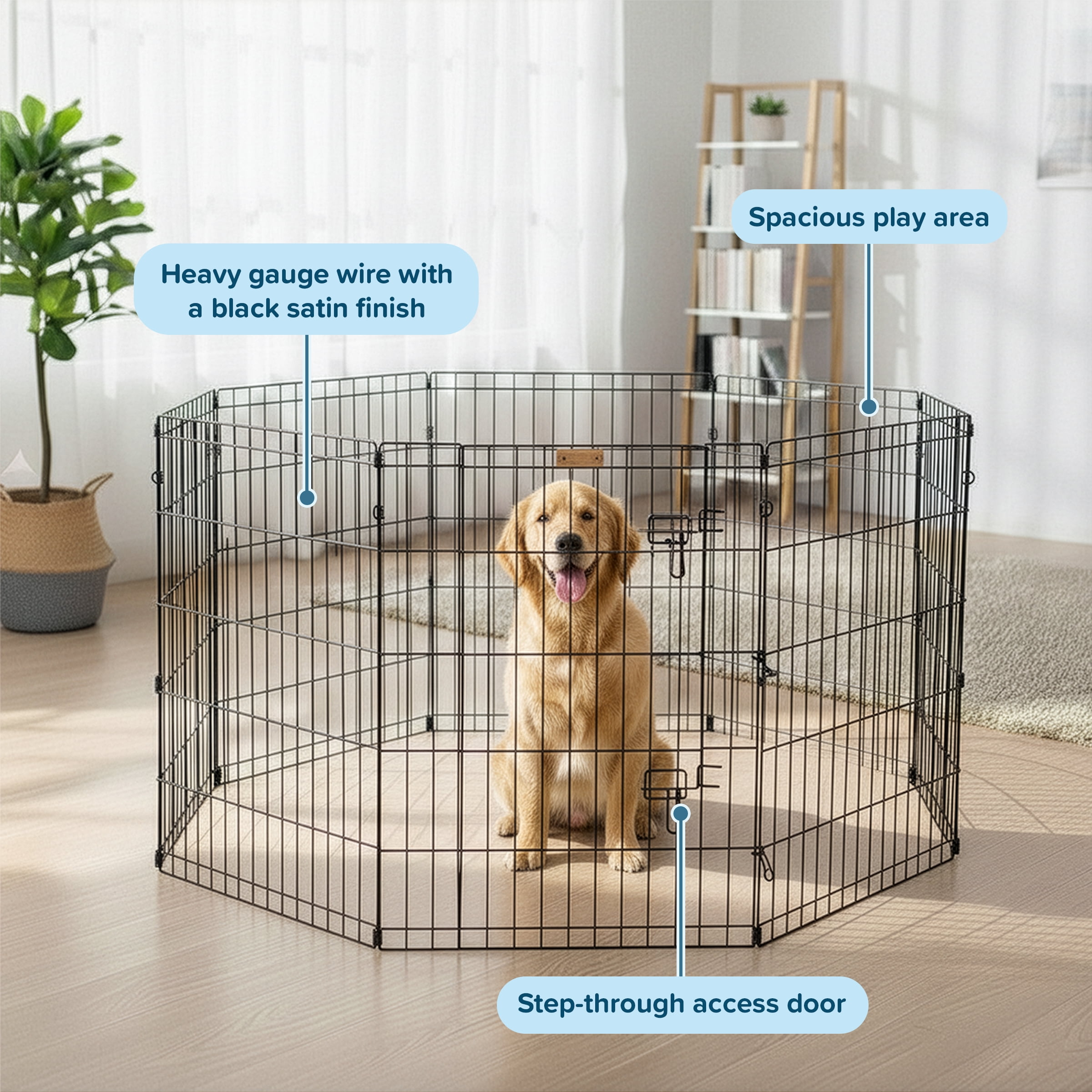 PETMAKER Indoor/Outdoor Foldable Puppy Dog Playpen - Eight 24x30in Panels