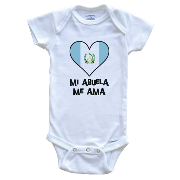 My Grandma Loves Me Spanish Language Guatemala Flag Heart Baby Bodysuit - Mi abuela me ama, 0-3 Months White