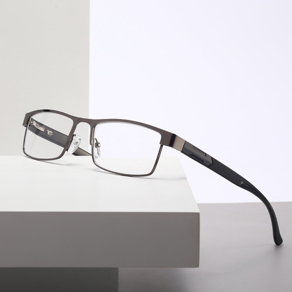 2 Pairs of Mens Rimmed Blue Light Blocking Reading Glasses +2.0, Metal Spring Hinges Classic Readers 2.0