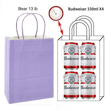 AZOWA Lavender Gift Bags Medium Kraft Paper Bags with Handles (9.8 x 7.5 x 3.9 in, Light Purple, 25 Pcs)