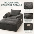 thumbnail image 4 of SESSLIFE 65" Oversized Chaise Lounge Chair Indoor, Corduroy Boneless Sofa Bed with Wide Armrest 3 Pillows, Upholstered Cloud Sofa Couches for Living Room, No Assembly Require, Dark Gray, 4 of 7