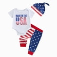 thumbnail image 4 of CAUYDY Infant Baby Boy First 4th of July Clothes American Flag Short Sleeve Romper Pants Hat 3-Pieces Outfits Set (Sizes 6-12 Months,Blue), 4 of 4