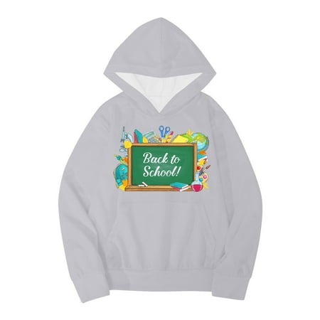 

HNMKIU Crewneck Sweatshirts Girls Kids Boys Girls Autumn WInter School Season Letter Printed Long Sleeve Hoodie Warm And Comfortable Tops Children s Clothing Grey 8-9 Years