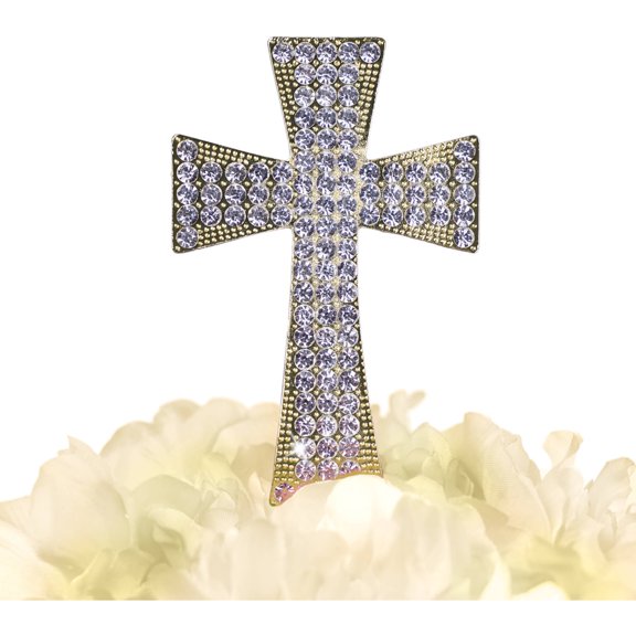 17 Main Sparkling Collection Gold Cross Cake Topper