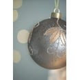 thumbnail image 5 of A&B Home Set of 6 Grey Glass Orb Hanging Ornament with Glittered Gold Botanical Pattern 3.9" x 3.9" x 3.9", 5 of 8