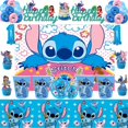 thumbnail image 2 of Vajilla de papel de Lilo Stitch para niños, decoración de fiesta de cumpleaños, taza, plato, servilleta, mantel, globos para Baby Shower, suministros para fiestas, 2 of 4